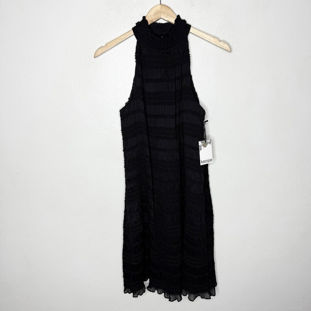 New Kensie‎ Smock Woven Black Halter Neck Shift Sleeveless Dress Women's 6